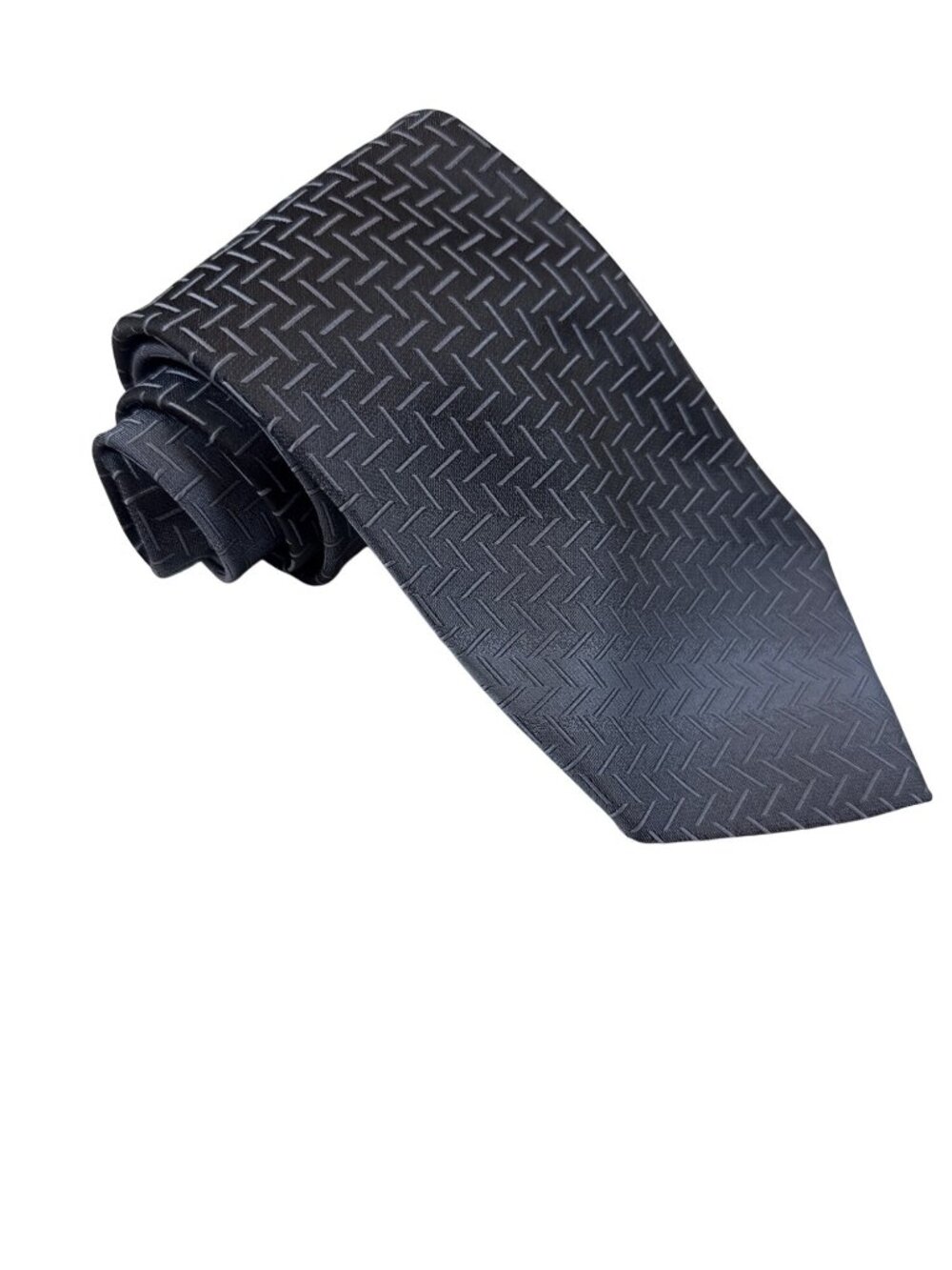 David Taylor Black charcoal Tie With Geometric Pattern 100% Polyester (HH975)